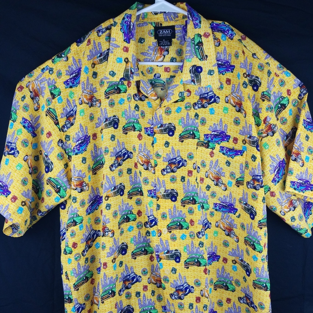 Zam The City Chic Mens Classic Car Button Up